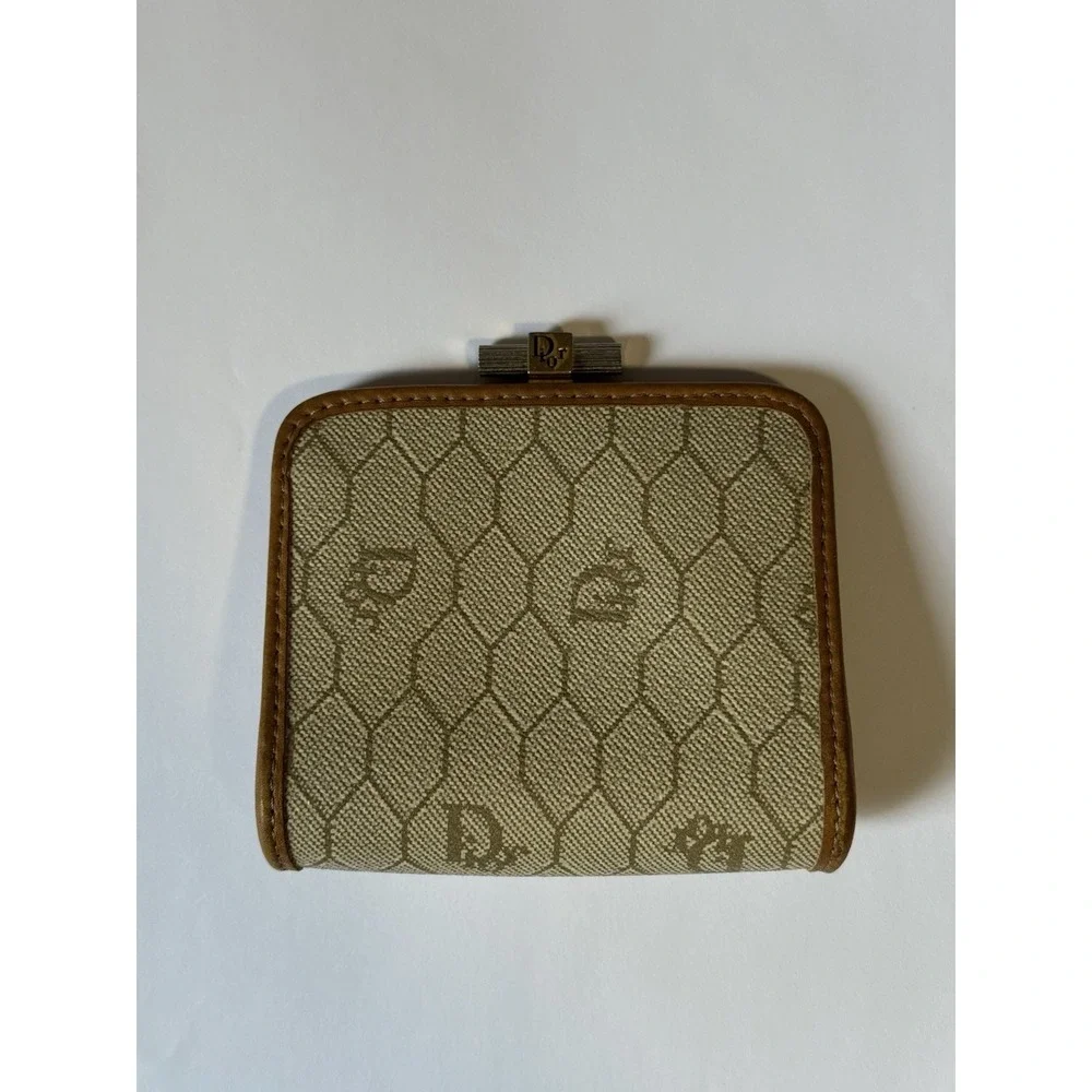 Vintage Christian Dior Honeycomb Pattern Frame Coin Kisslock Wallet Rare